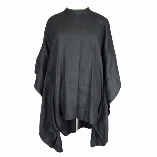 19ss ハイク HYKE LINEN PONCHO リネンポンチョ ブラウス プルオーバー シャツ カットソー 2 黒 ブラック 191-15096| S87|レディース