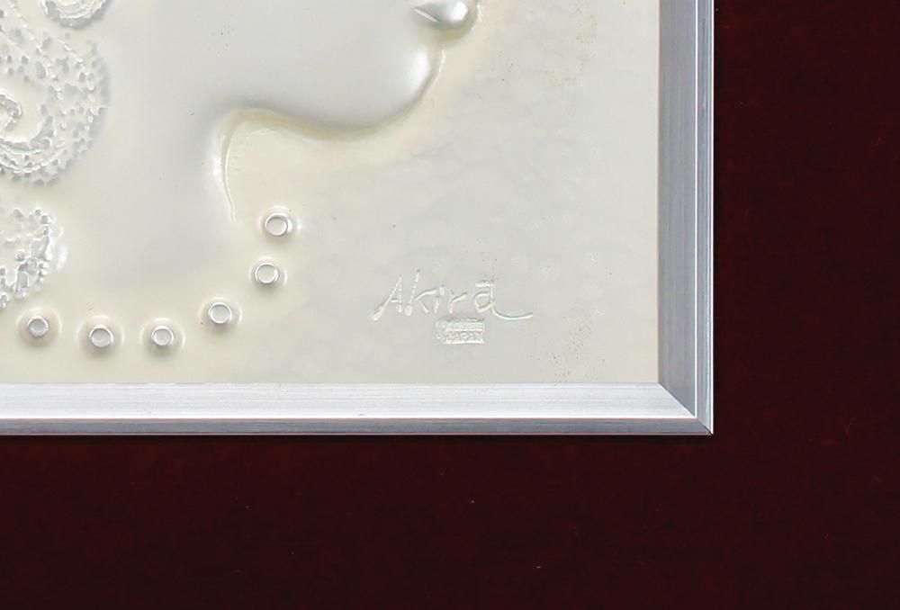 真作】【WISH】岡部昭「女の子の顔」彫鍛金 和光取扱 証明書付