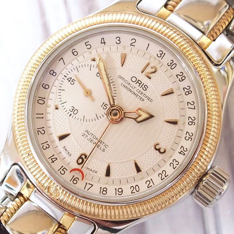 m001 Y3 美品 ORIS オリス メンズ自動巻腕時計 スモセコ ポインター 