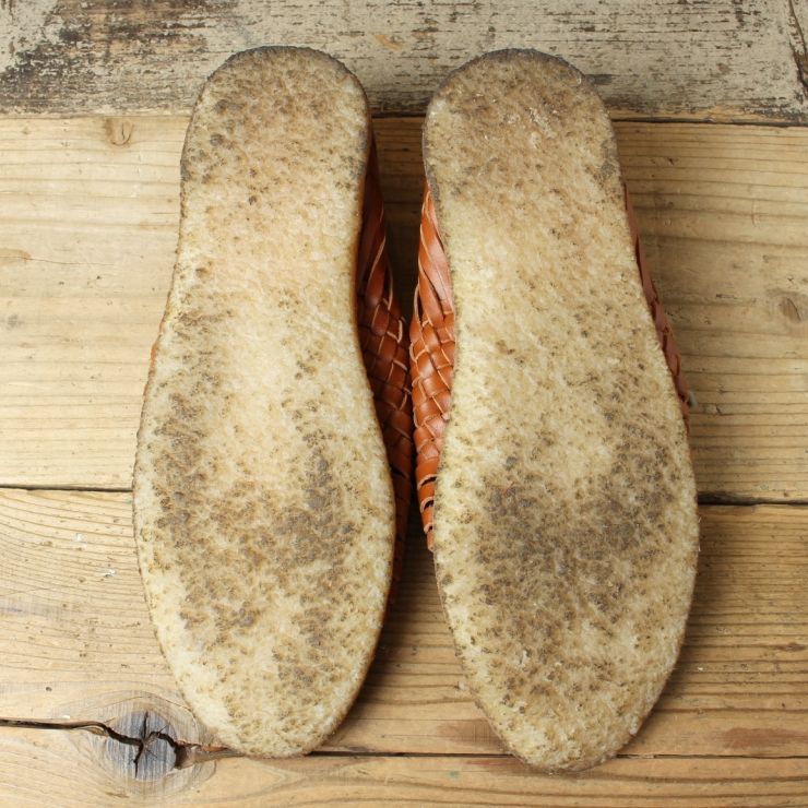USA TOMS 編み込み レザーサンダル 28.5cm相当 ブラウン アメリカ古着