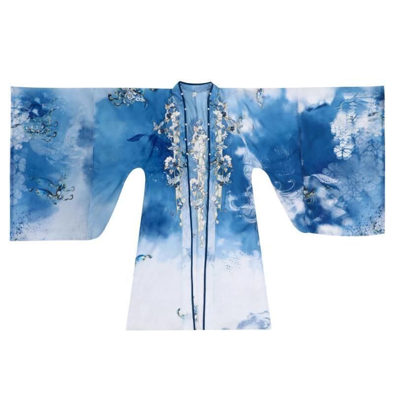 特別豪華 ♥ 古典美女漢服唐装 レディース 豪華ロング丈羽織 生き生き蝶柄漢服 刺繍中華コスプレ衣装 演出衣装 リボン 日常着もOK仙女中国伝 CS00925BJ