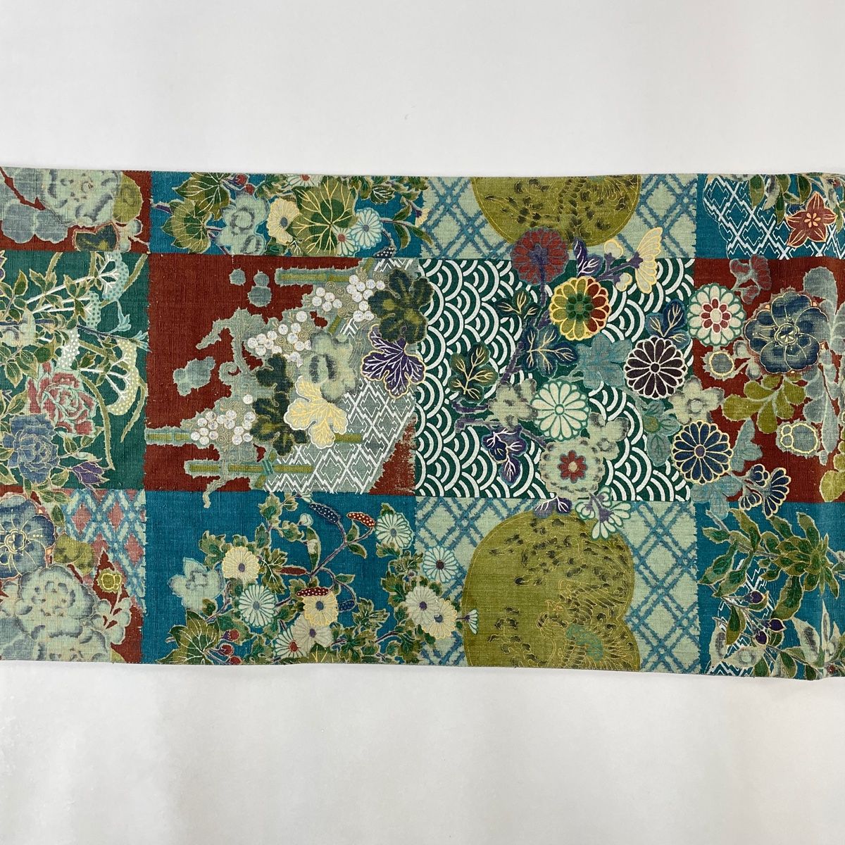 A21 新品　紬地　全通袋帯　美品 秀品 紬縞 幾何学 正絹 袋帯 美品 名品 紬地 縞 金糸 薄茶色 全通 正絹 【中古】 - メルカリ