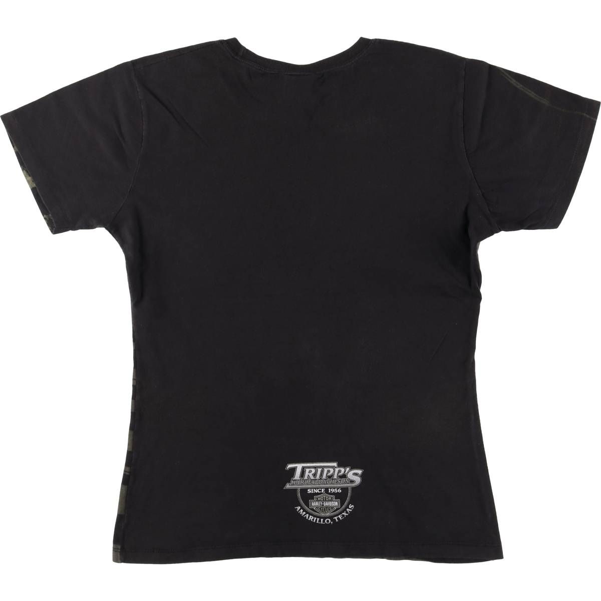 古着 00年代 ハーレーダビッドソン Harley-Davidson ボーダー柄 モーターサイクル バイクTシャツ レディースL相当 /eaa543090 Harley Davidson - 古着 00年代 ハーレーダビッドソン Harley