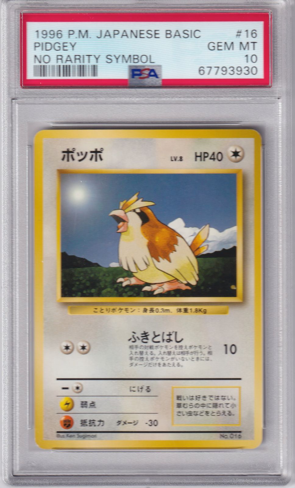 世界に20枚】PSA10 ポケカ ポッポ 旧裏 初版 No Rarity Symbol