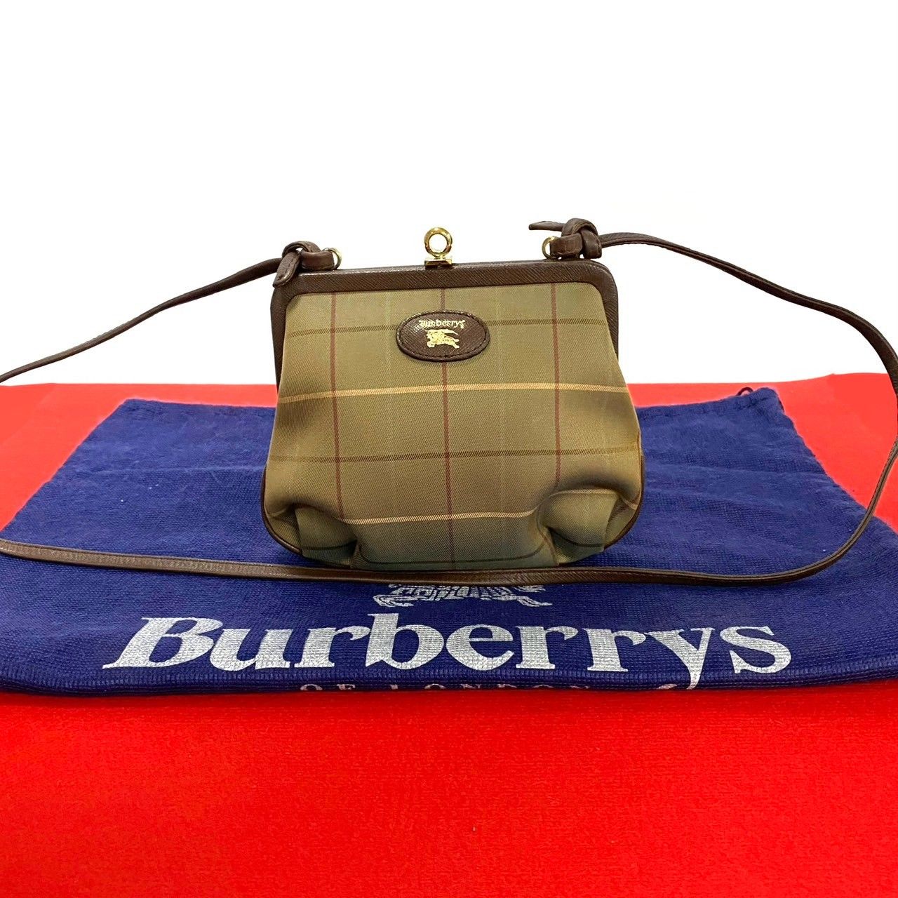 埼356/ バーバリー ショルダーストラップ キャンバス レザー シャドーホース BURBERRY - 埼356/ バーバリー ショルダーストラップ キャンバス