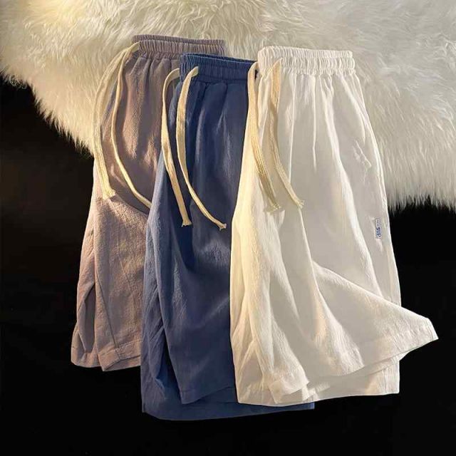 種類13：2XL/B：01 ブラック メンズ ファッション 服  オシャレ シンプル 大人 かっこいい 大きいサイズ ストリート 紳士服 コットンリネン パンツ 夏 薄手 カジュアル スーツ 冷感 速乾 五分丈 