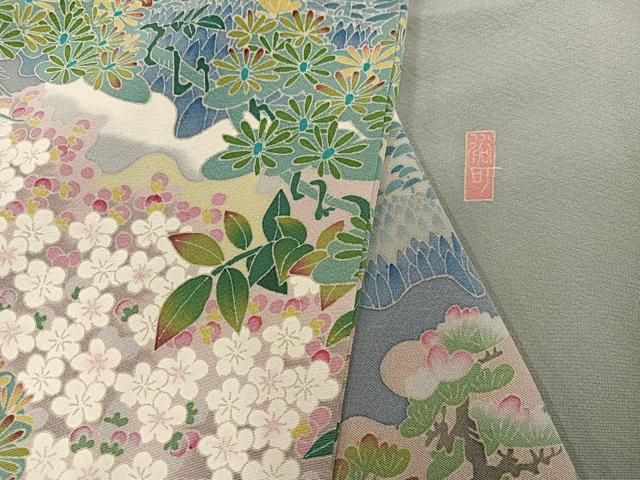 専用ページ加賀友禅 付け下げ 正絹 作家物 上品な花 着物 紋なし U-4866 平和屋着物○本加賀友禅作家 池田裕 色留袖 草花文 正絹 逸品