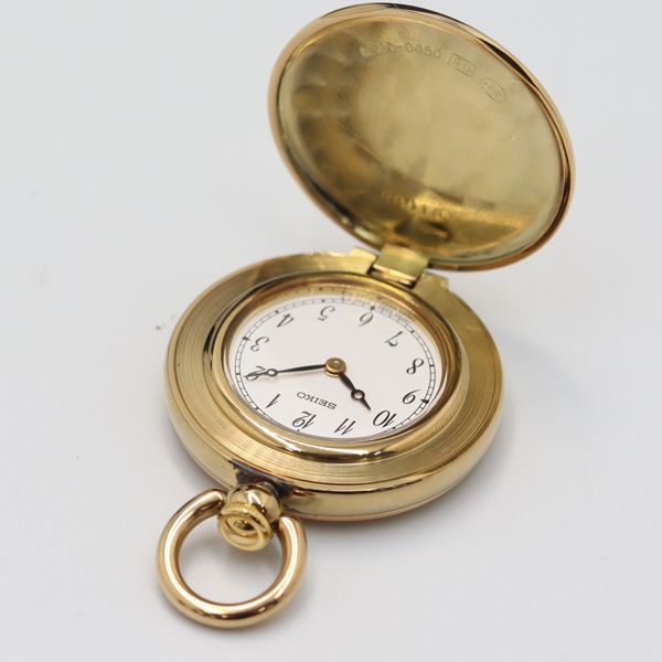 稼動 良品 箱付 セイコー QZ 4N20-0450 ポケットウォッチ 白文字盤