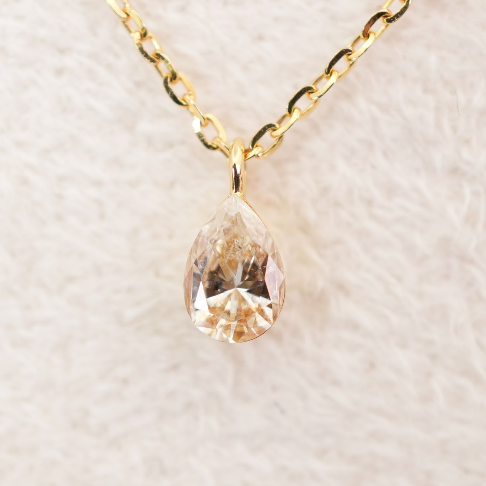 アガット K18 ダイヤ ペアシェイプ ネックレス 0.1ct|24-4797