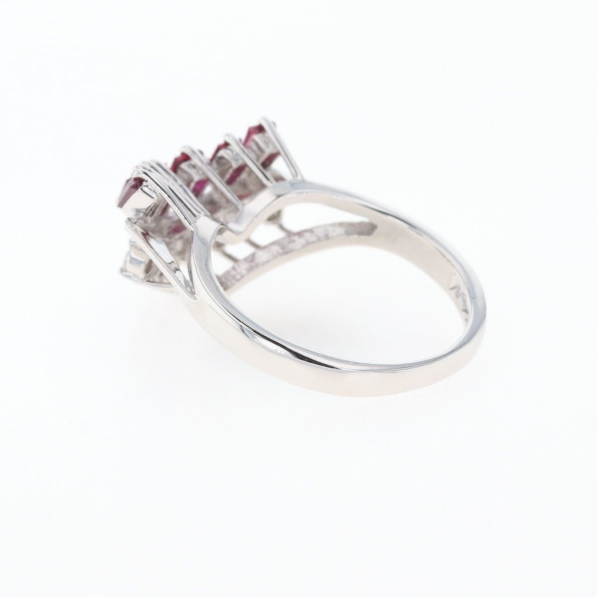 ルビー デザインリング プラチナ 指輪 メレダイヤ リング 11号 Pt900  