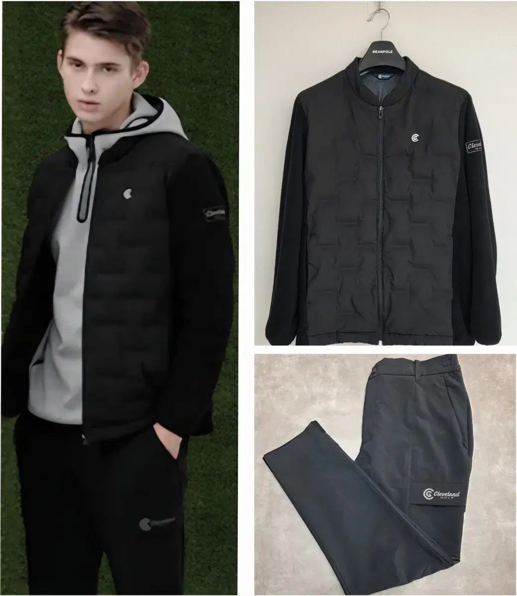 クリーブランド メンズ エアチューブ ゴルフ ダウン ダウンコート ジョガーパンツ セットアップ