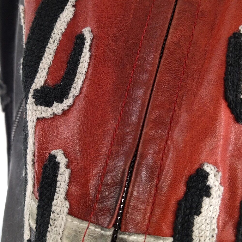 新品　ドルチェ&ガッバーナ　レザー　パッチワーク　大きいサイズ　レザージャケット 新品 ドルチェ&ガッバーナ レザー パッチワーク 大きいサイズ