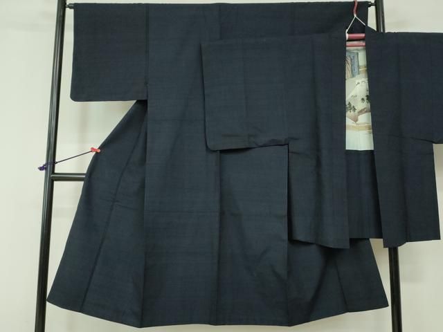 平和屋着物□男性 長襦袢 袷 紬地 色無地 黒茶色 正絹 逸品 未