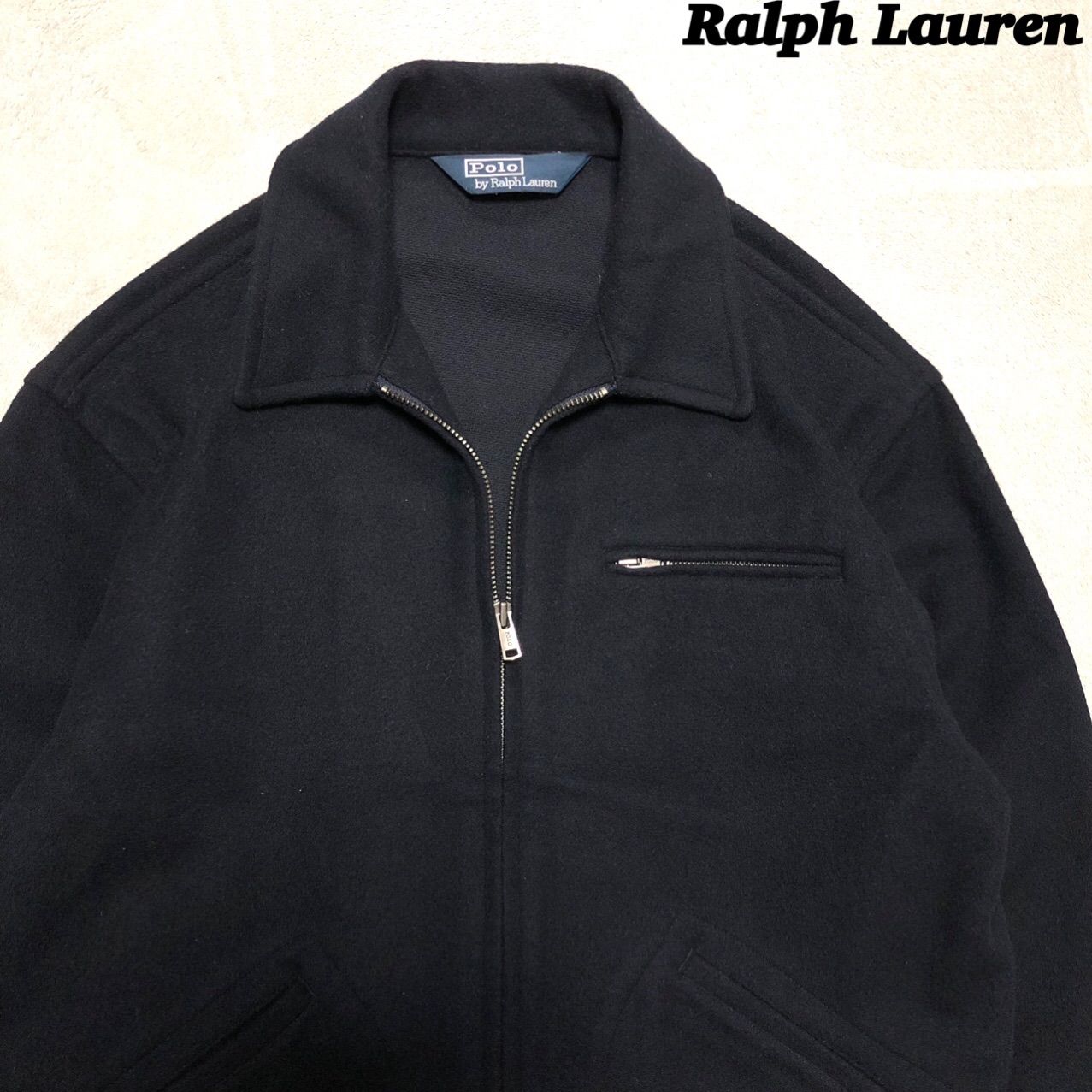 POLO by Ralph Lauren ドリズラージャケット ウール生地 バックベルト スイングトップ ハリントンジャケット ネイビー ポロバイラルフローレン