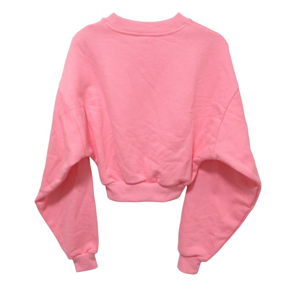 alo アロー 裏起毛 クロップド クルーネック スウェットシャツ トレーナー ピンク ヨガウェア レディース 古着