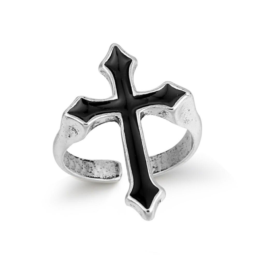 リング 黒 十字架 クロス キリスト 指輪 シルバーアクセサリー