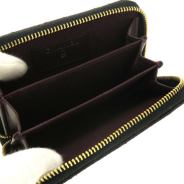 シャネル キャビア・マトラッセ・ラウンドファスナーコインケース Aランク