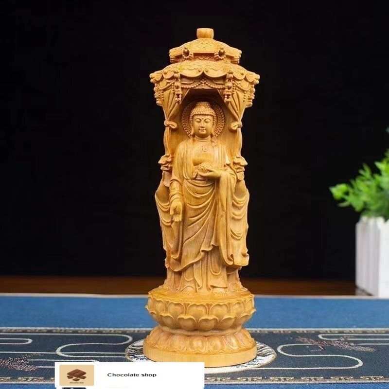仏教美術 仏像 西方三聖菩薩仏像 仏堂奉納 装飾品 工芸品 置物 Amazon｜三仏像、 柘植木西方三聖：阿弥陀如来・観音菩薩・大勢