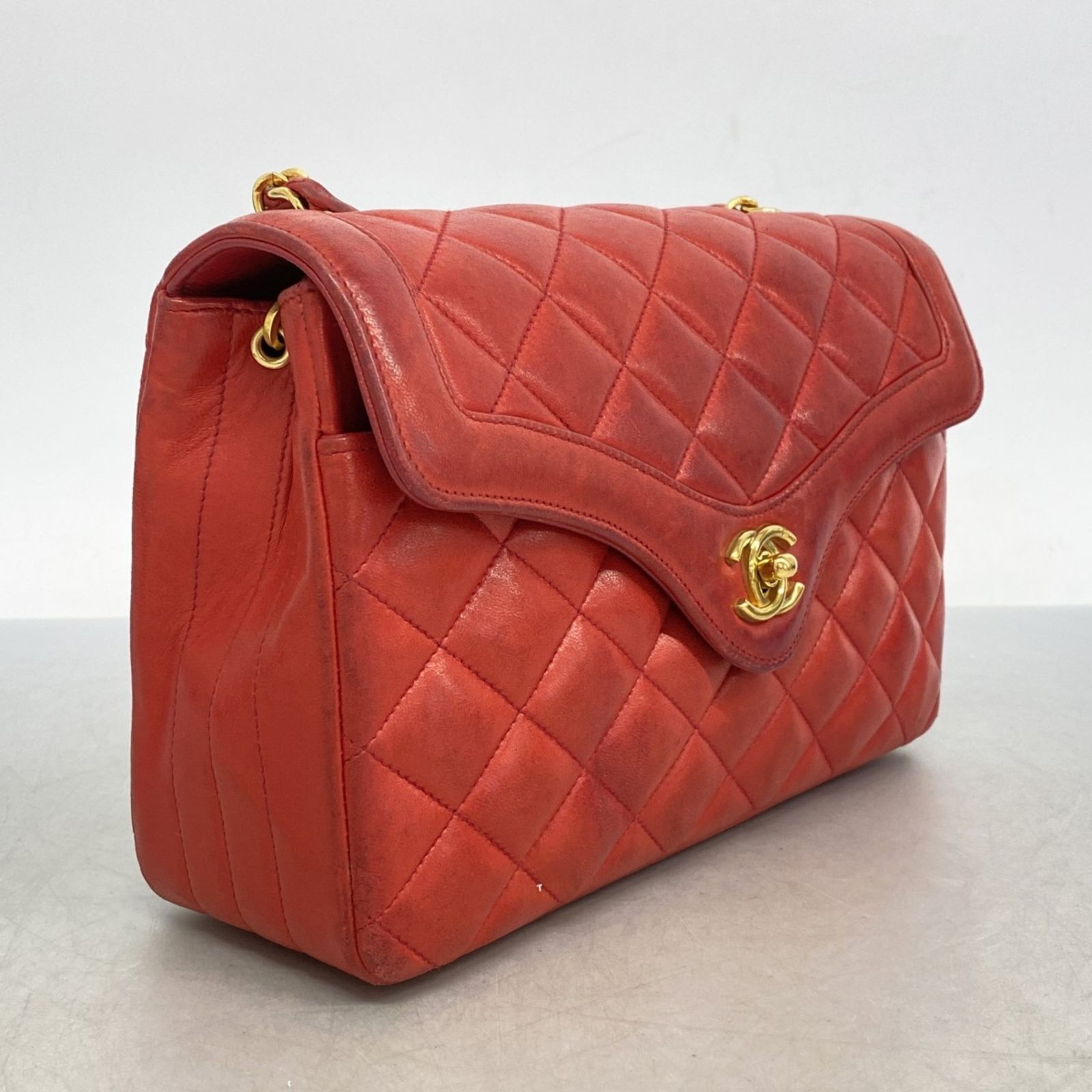 CHANEL シャネル　レッド ハンドバッグ　マトラッセ　ラムスキン　1552 シャネル(Chanel) シャネル ショルダーバッグ マトラッセ