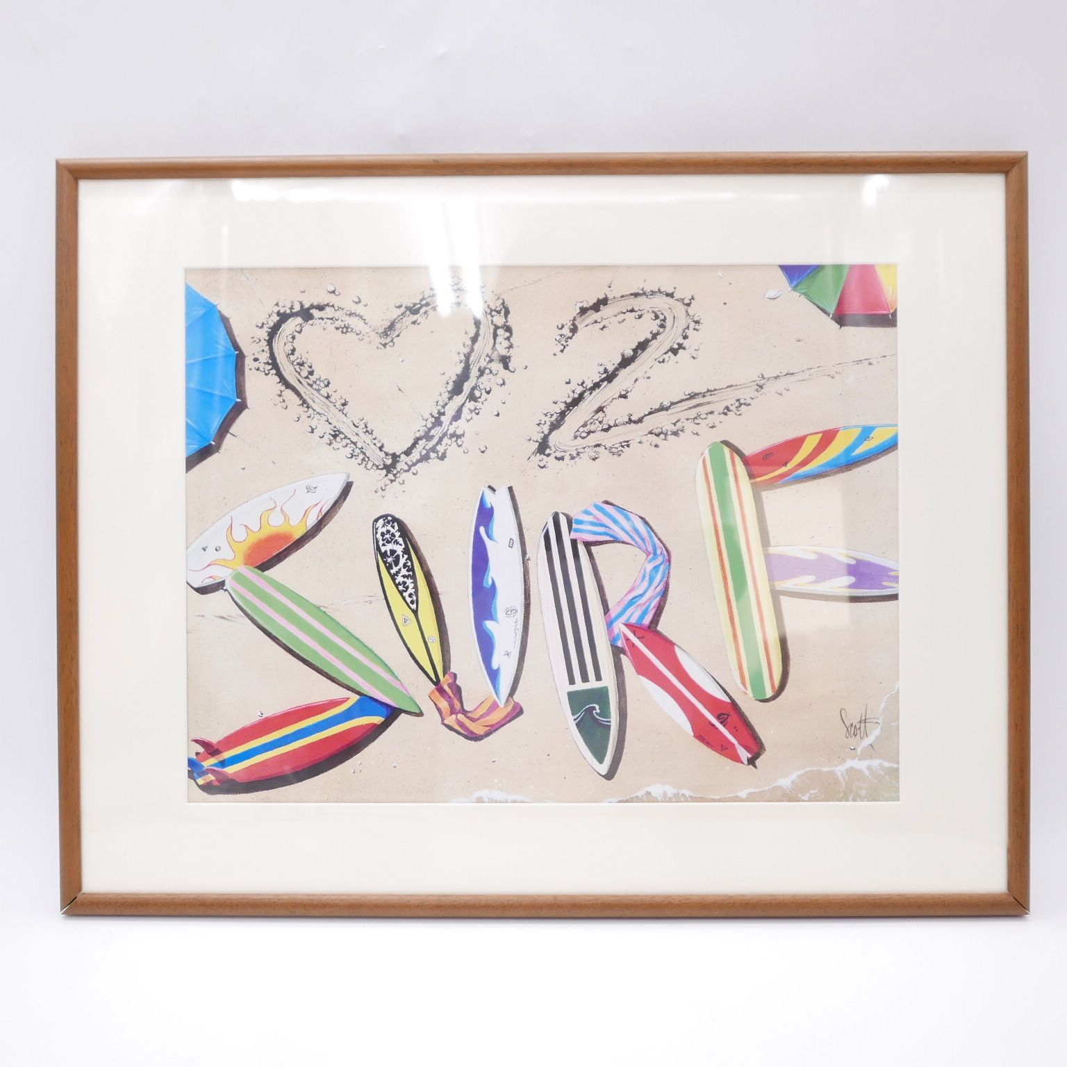 Scott Westmoreland スコットウエストモアランド 絵画ポスター サーフボード 木製 額 フレーム 表面ガラス 525×410mm 内寸法 508×39.3mm