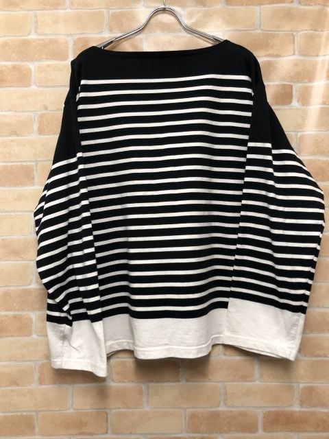 中古】 OUTIL ウティ ボーダーバスクシャツ ブラック×ホワイト 2