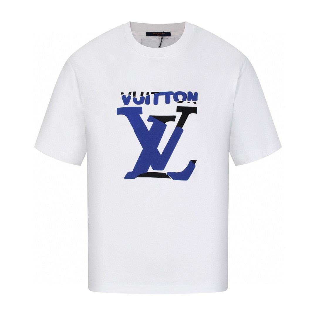 今日 Louis Vuitton サマー アルファベットプリント ブロック丸首半袖 T-2