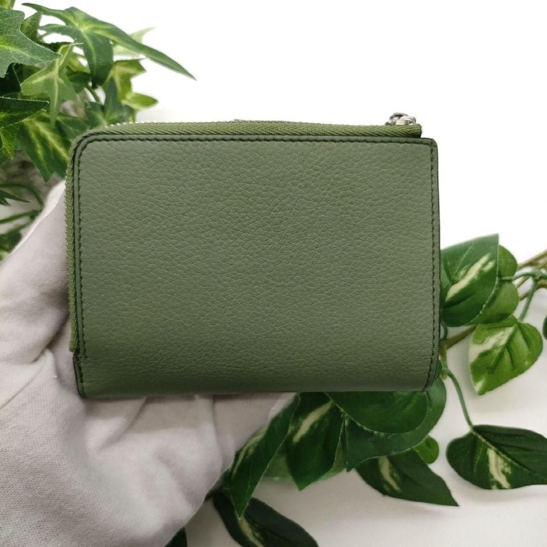 ロエベ 折り財布 スリムジップバイフォールドウォレット アナグラム グリーン