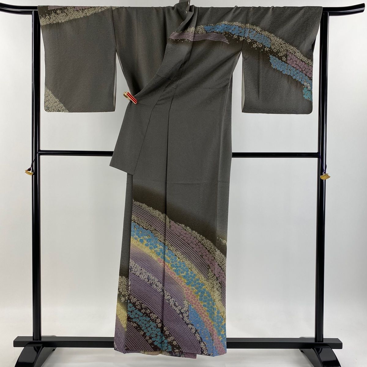 大小あられ 裄65.5 紋無し 落ち着いた色 付下げ 訪問着 正絹 T-5271 刺繍 裄65 紋無し 色味の良い 付下げ 訪問着 着物 正絹 T-7997