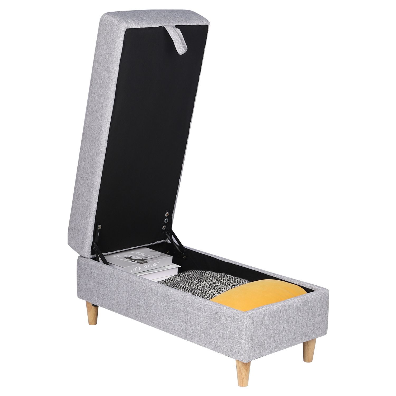 One Arm 2 Seater sofa Ottoman ソファ 2人掛け 収納付き オットマン付き ファブリック 肘掛け 木脚外し ローソファ コンパクト ひとり暮らし カウチソファー Light Gray