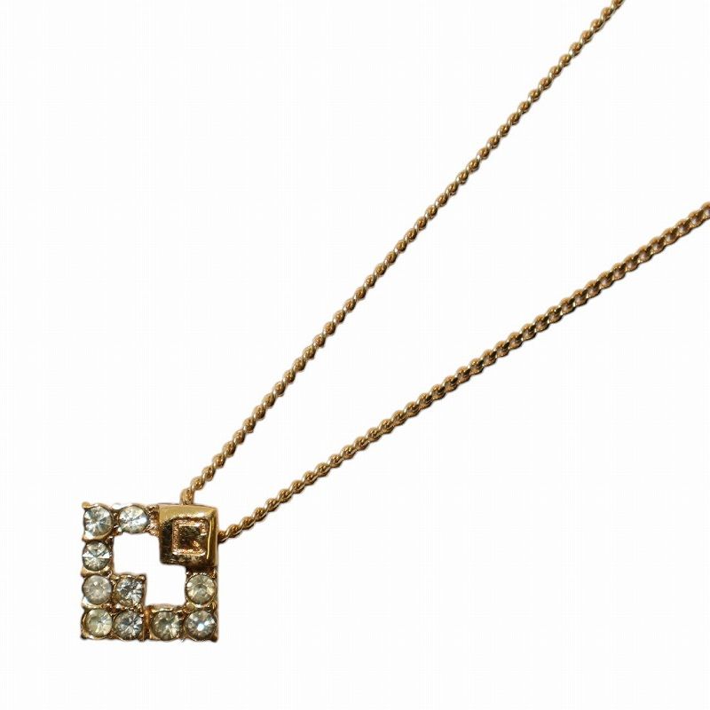 ジバンシィ GIVENCHY ネックレス ペンダント チェーン ロゴ ラインストーン ひし形 ゴールド |KW GY18