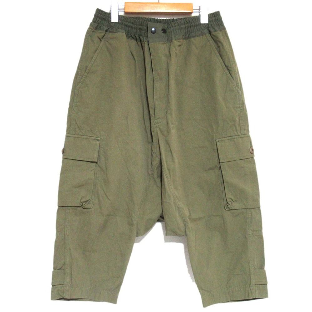 AD2021 ジュンヤワタナベマン コムデギャルソン 綿ウェザー クロップド イージー サルエルパンツ カーゴパンツ XL カーキ メンズ 古着