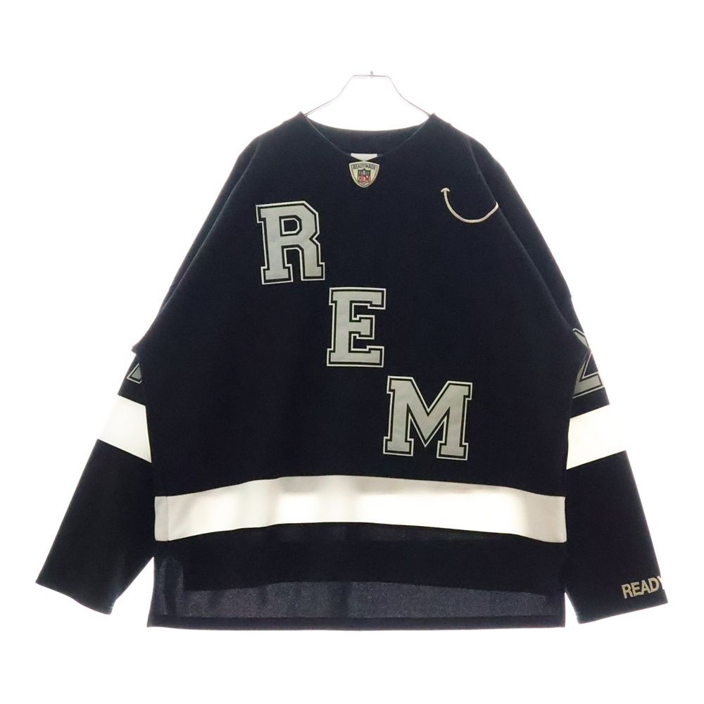 READY MADE レディメイド GAME SHIRT SMILE ゲーム シャツ スマイル 長袖 ブラック|ホワイト RE-PO-BK-00-00-249