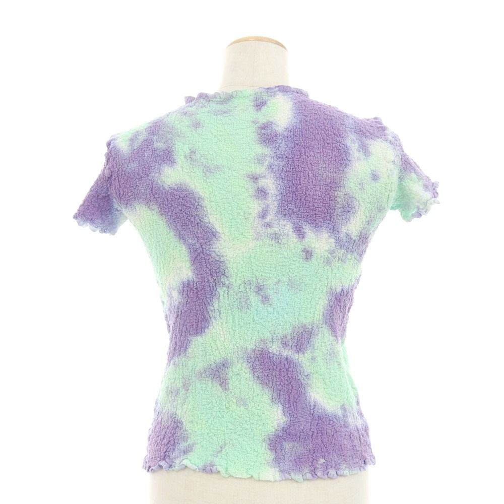 ミー イッセイミヤケ me ISSEY MIYAKE 秋冬 プリーツ加工 カットソー パープルxミントグリーン サイズ レディース