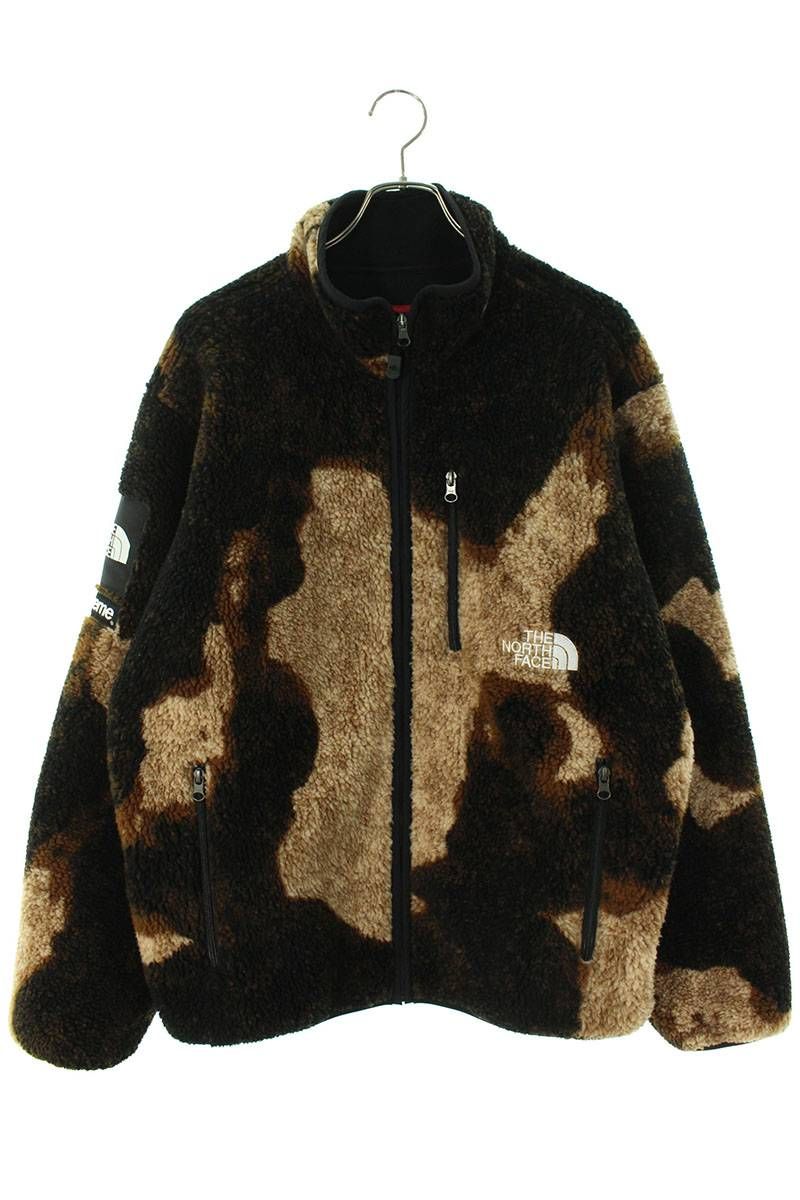 シュプリーム 21AW Bleached Denim Print Fleece Jacket タイダイフリースブルゾン メンズ L