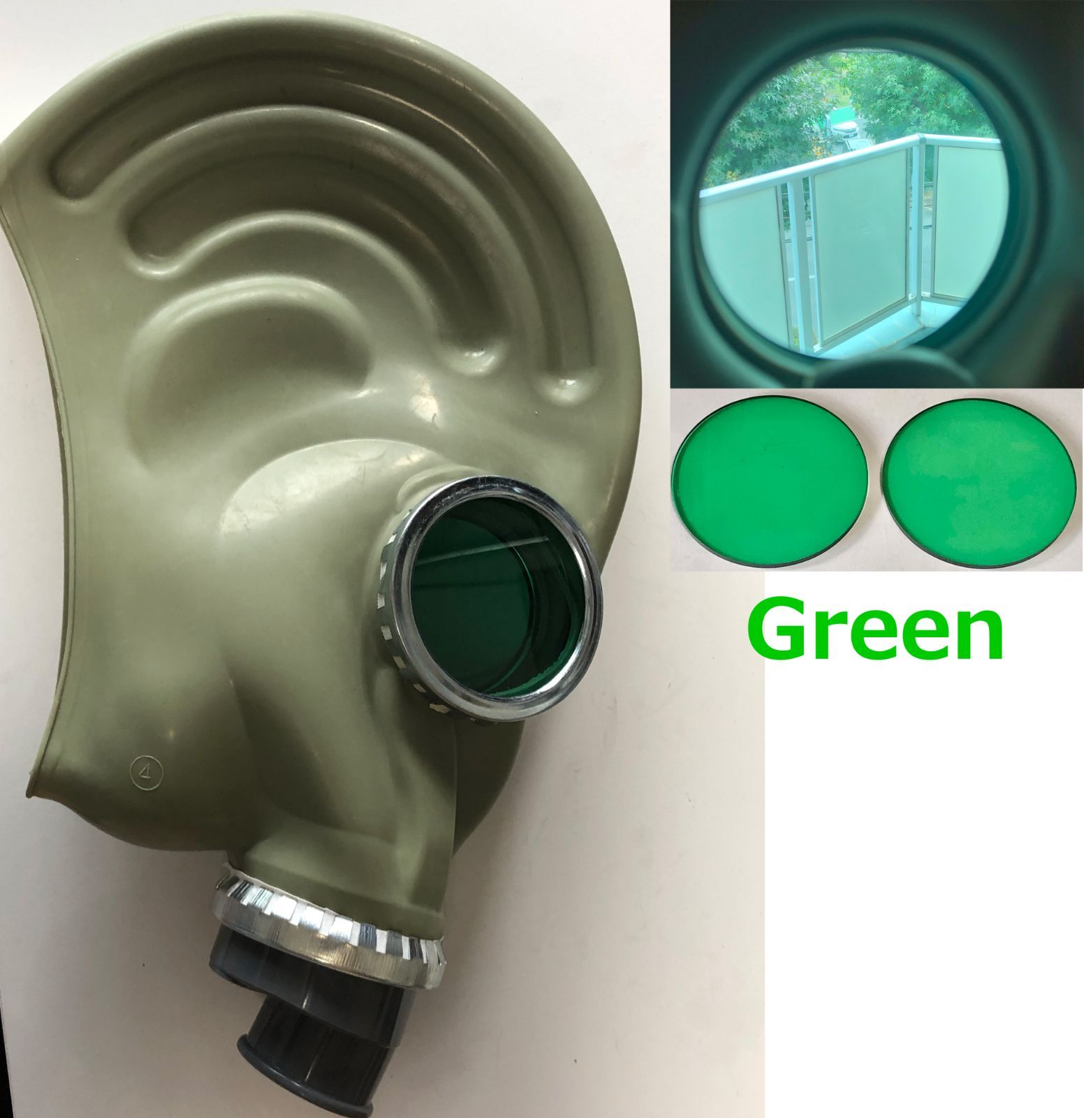 ロシア軍GP5ガスマスク用レンズ 緑 ライトグリーン green GasMask