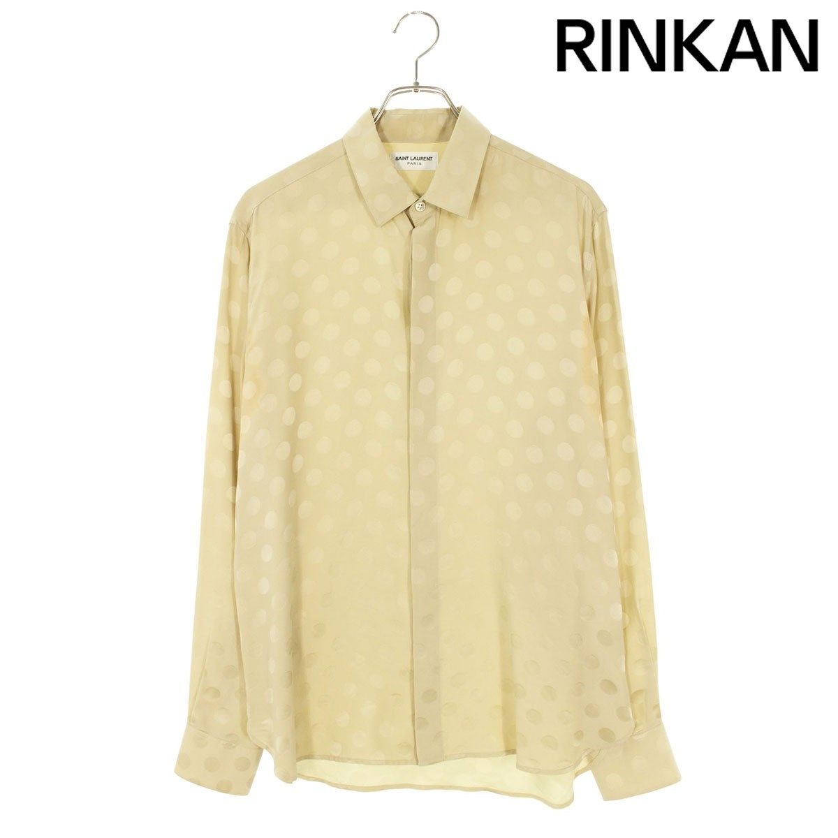 サンローランパリ 646850 Y1I44 ドット柄シルク長袖シャツ メンズ 38  