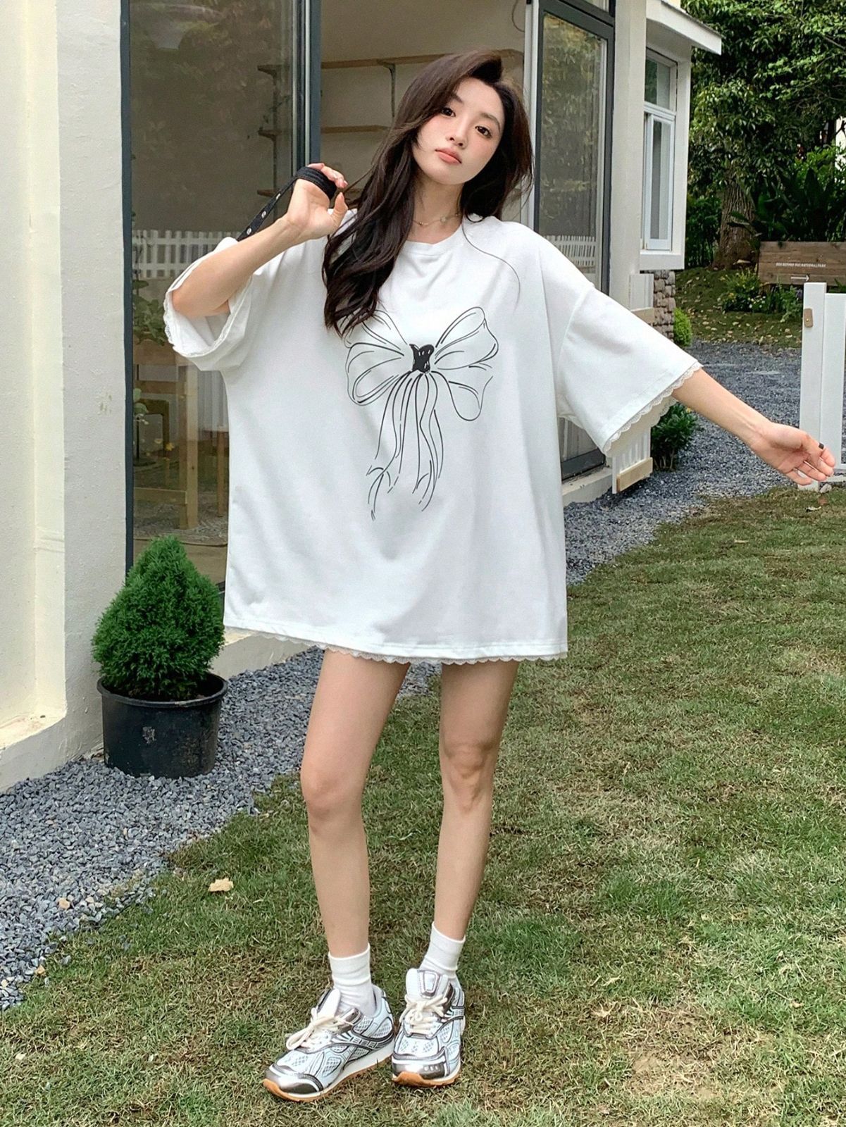 レディース 半袖Tシャツ★キルシ★ルーズフィット グラフィック adidas tシャツ グラフィック 半袖ルーズTシャツ / アディダス