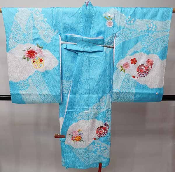 お宮参り 産着 女児 正絹 金刺繍 のしめ 綸子地 赤地 一つ身 祝着 初