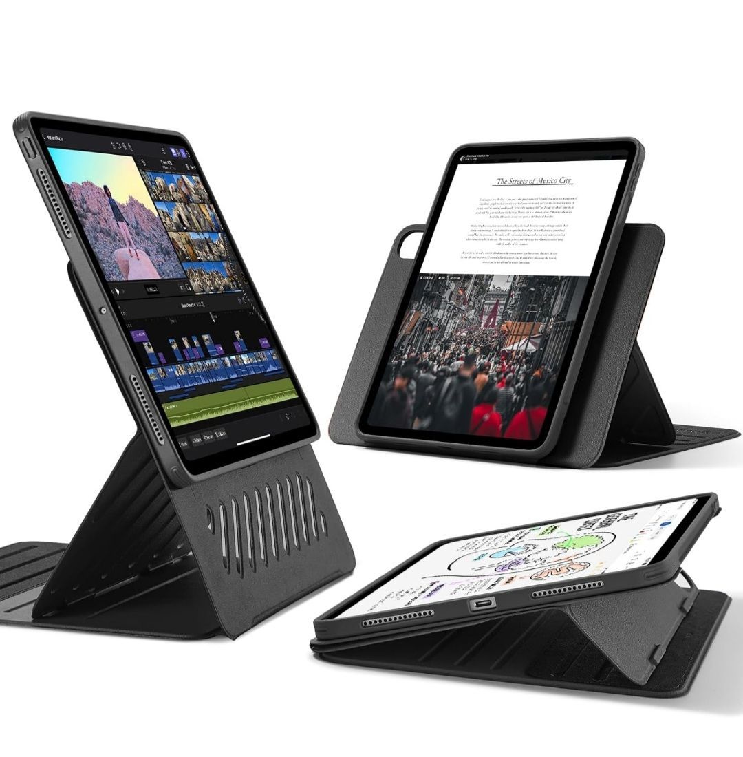 ESR iPad Pro 13インチ ケース（2024、第7世代）専用 取外し可能なマグネットカバー付き回転式ケース、縦向き/横向きスタンド、9段階の角度調節可能、Pencil Pro/USB-C完全対応、Shiftシリーズ、ブラ