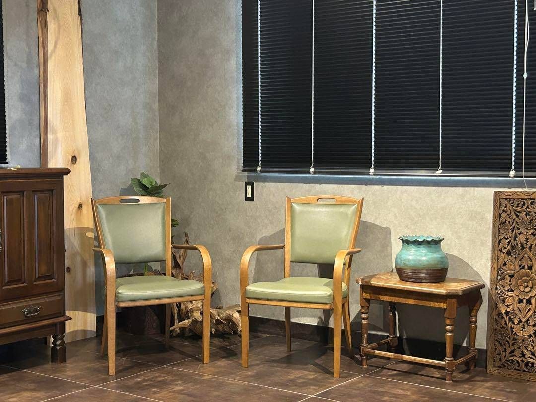 カリモク家具 karimoku アームチェア グリーンレザー ヴィンテージ SZ