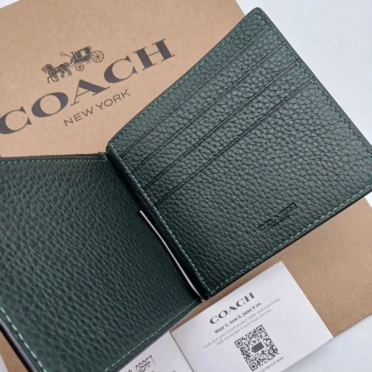 COACH マネークリップ 折り財布 アマゾングリーン メンズ商品