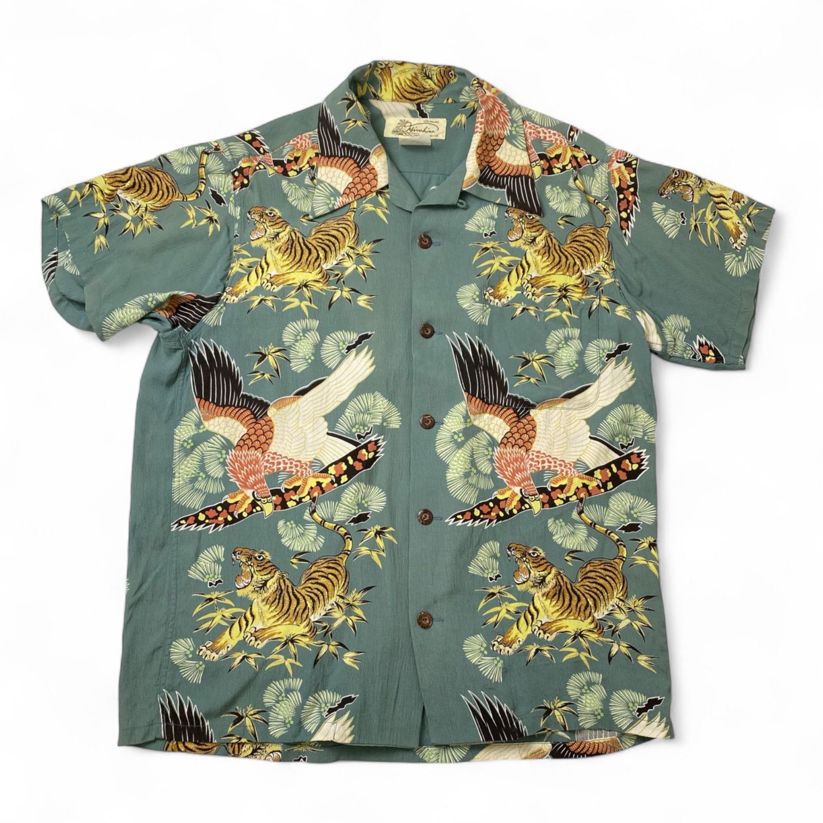 hinahina ヒナヒナ 和柄 アロハシャツ タイガー 鷹 SIZE S