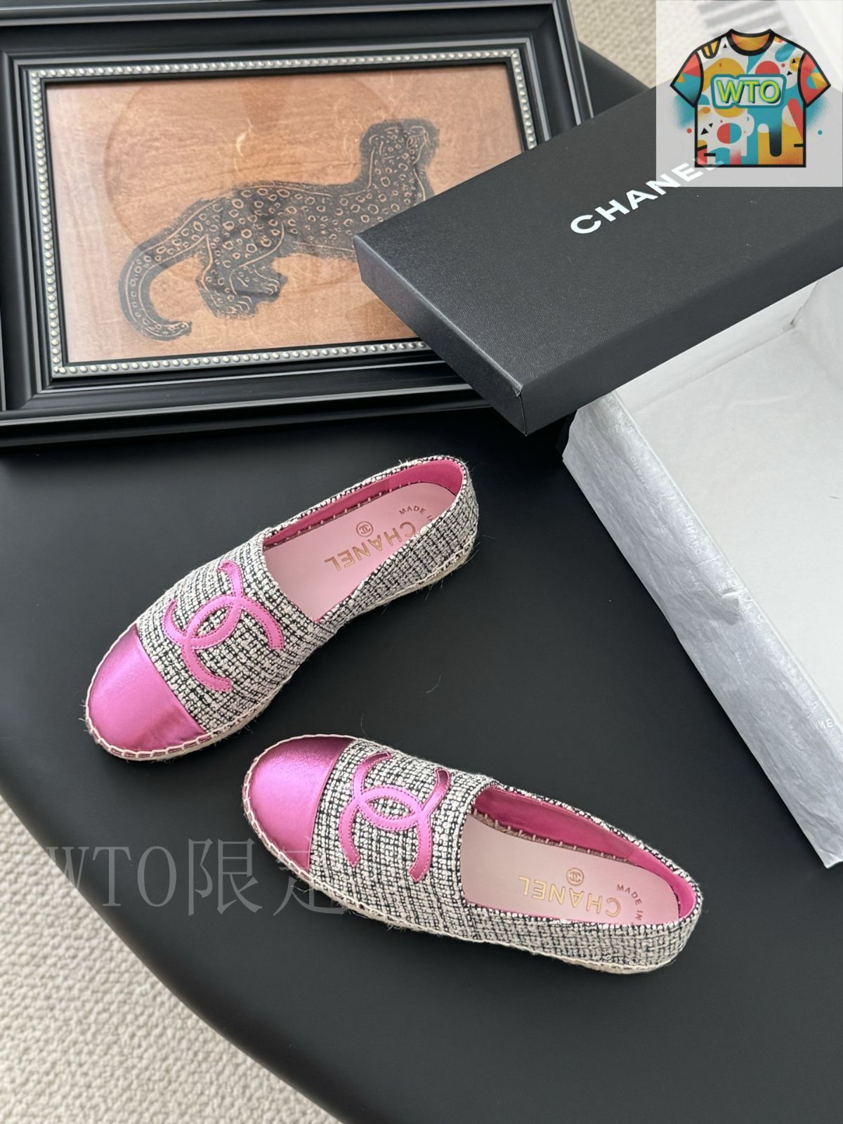 CHANEL エスパドリーユ 24.5 エスパドリーユ - ラムスキン、ベージュ & ブラック