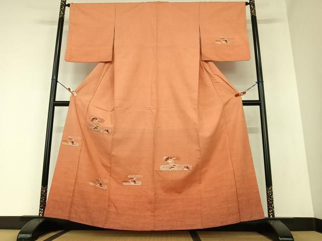 【のあれあ様・専用出品】 平和屋着物○紬 訪問着 駒刺繍 エ霞鴛鴦文 暈し染め 正絹 逸品
