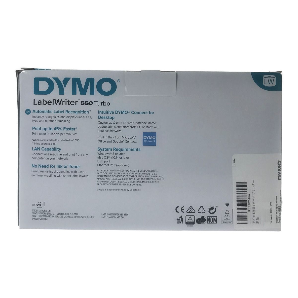 DYMO ダイモ ラベルライター 550 ターボ 2171841 感熱式ラベル