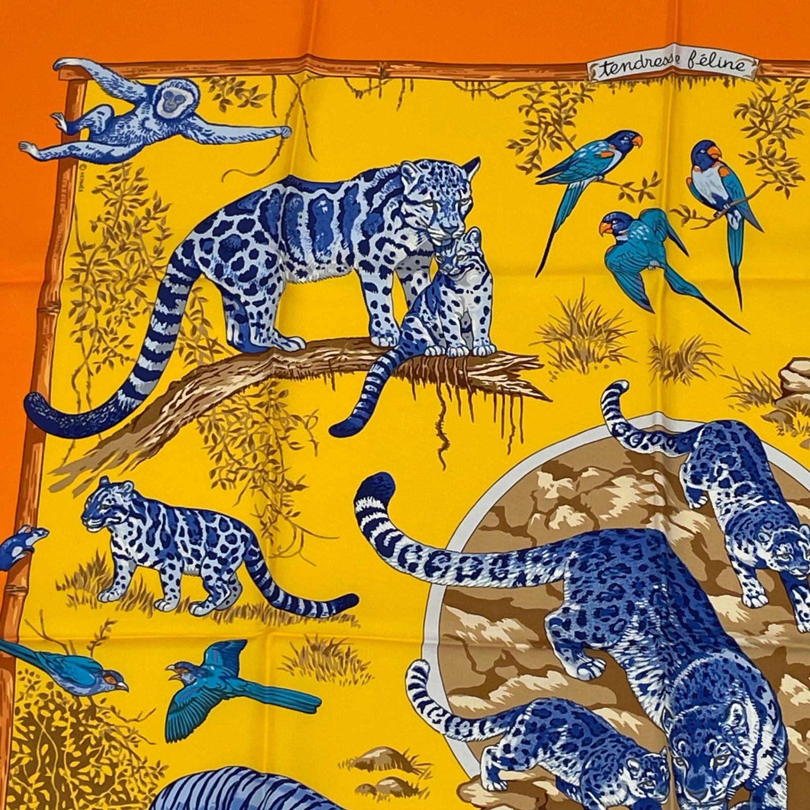 極美品 HERMES エルメス カレ90 Tendresse Feline 野生の優しさ 