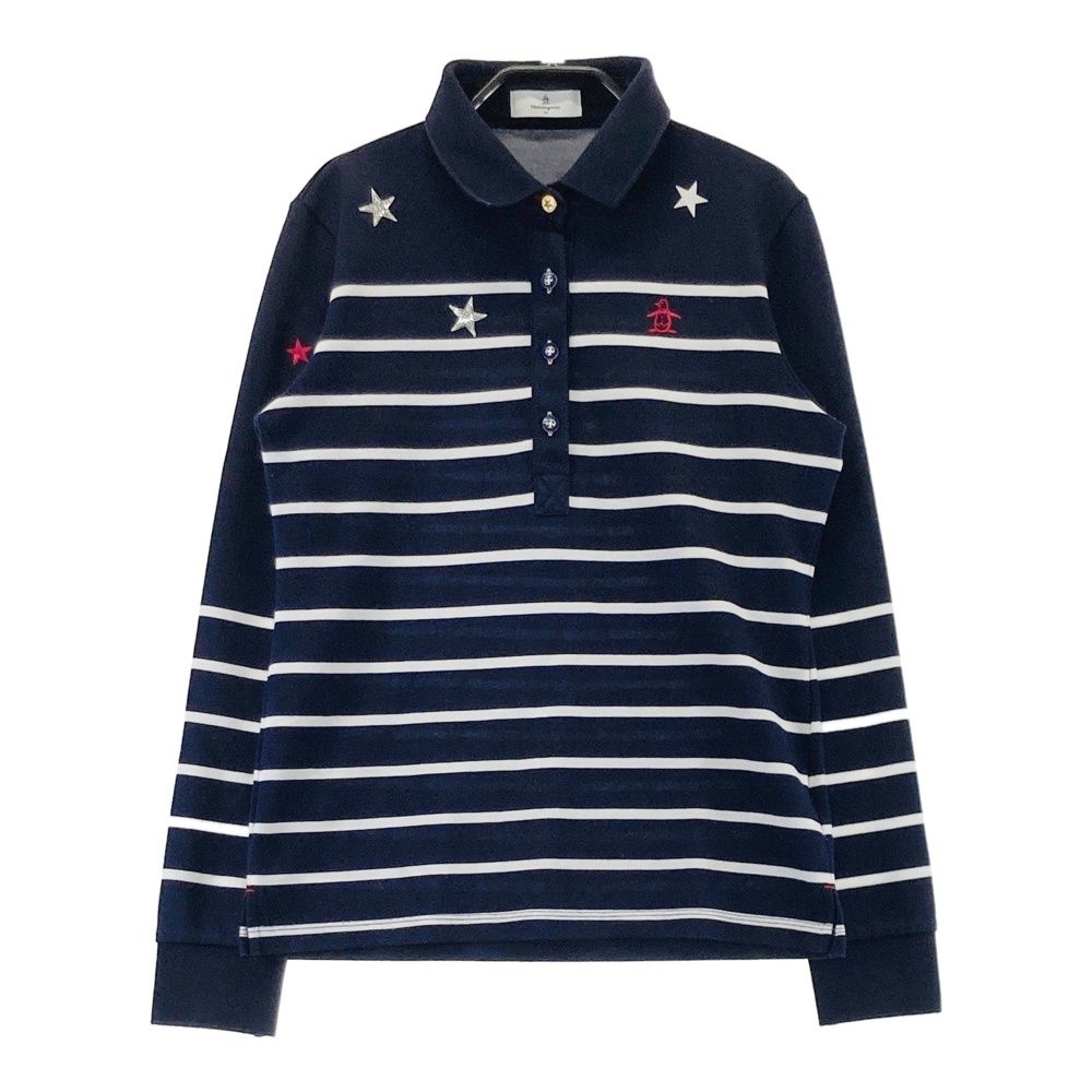 未使用⭐︎Munsingwear マンシング　ボーダー柄 長袖ポロシャツ M マンシングウェア 長袖ボーダーポロシャツ M 紺系 【公式通販】