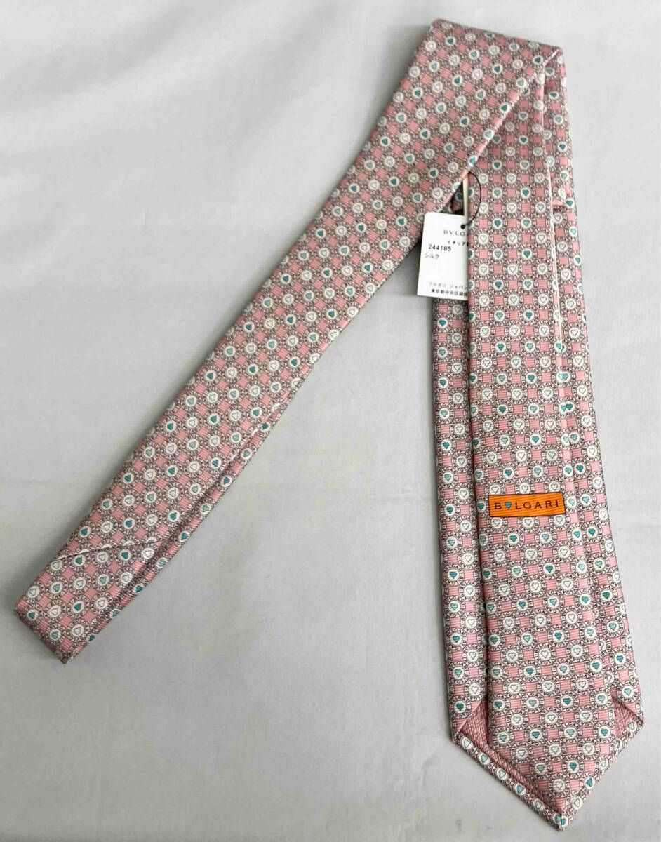 【⭐️新品⭐️】BVLGARI ブルガリ ネクタイ ピンクシルク100% 箱付き ブルガリ ネクタイ ピンク 象柄 メンズ シルク100％ Aランク