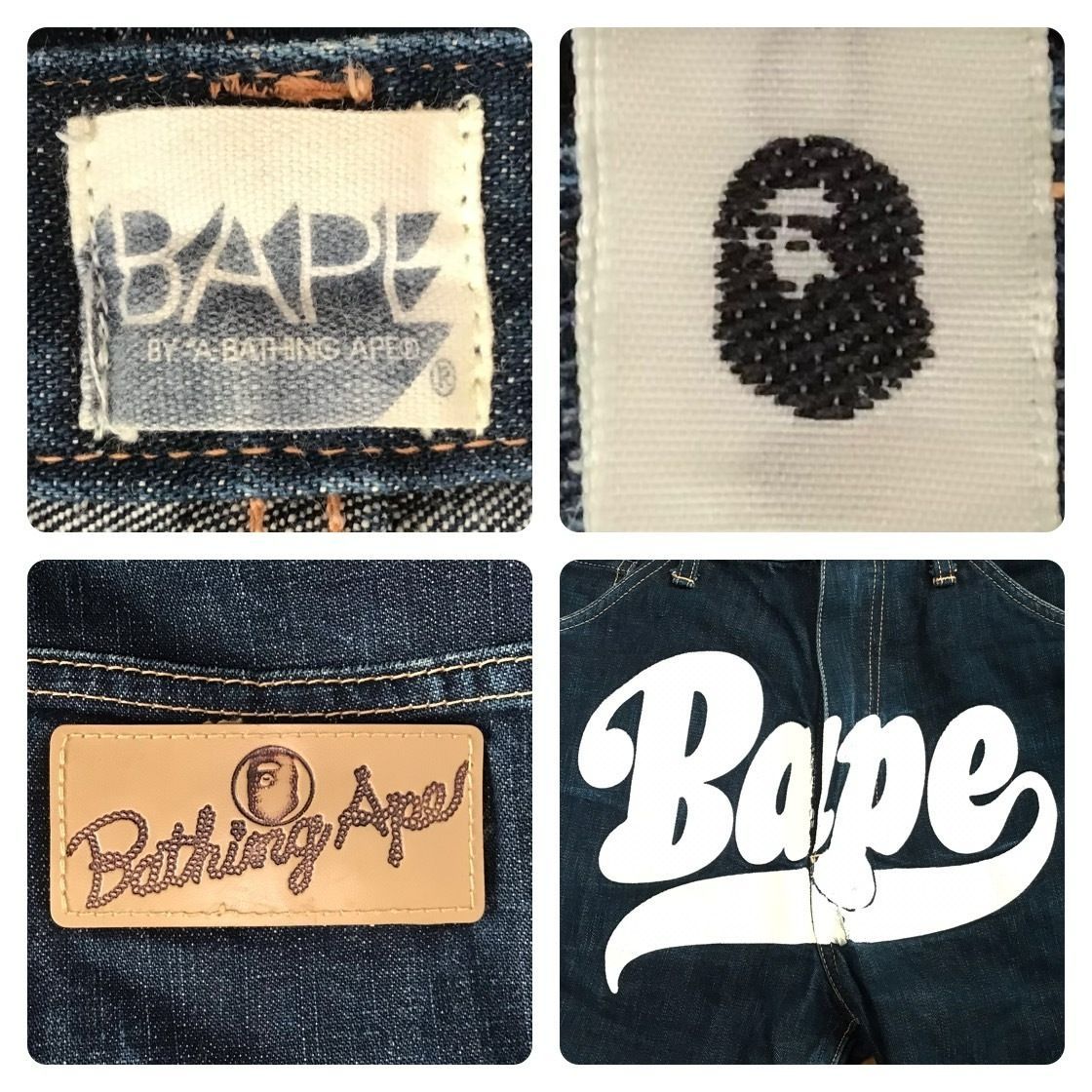 BAPE LOGO Denim Pants Lサイズ a bathing ape デニム パンツ エイプ