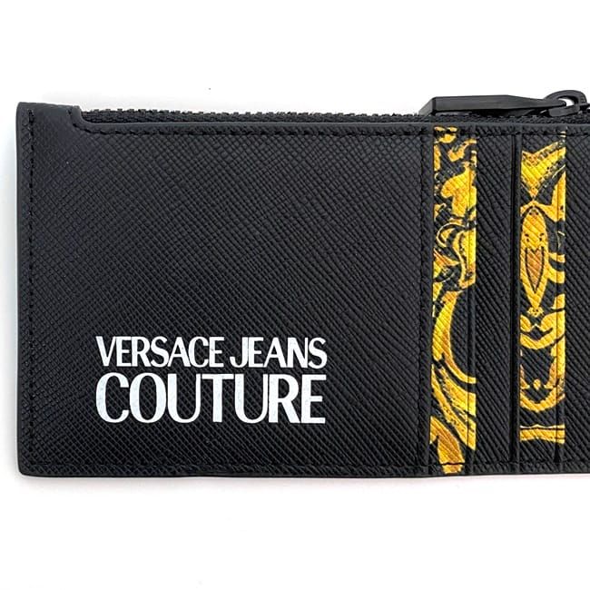 VERSACE JEANS COUTURE ヴェルサーチ コインケース ヴェルサーチ コインケース ブラック イエロー JEANS COUTURE